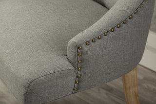 Sunvega Button Tufted Solid Wood Wingback Chairs with Gold Nail Heads Set of 2
