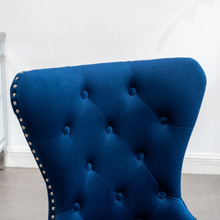 Sunvega Contemporary Tufted Velvet Dining Chairs with Nailhead Trim and Stainless Steel Legs, Set of 2