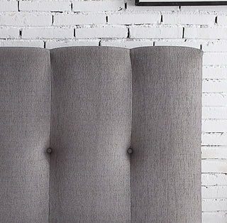 Sunvega Grey Tufted Upholstered Headboard with Nailhead Trim for Queen Size Bed
