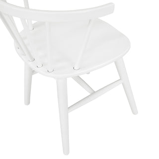 Sunvega Solid Wood Windsor Dining Chairs with Spindle Back and H Stretcher in White Set of 2