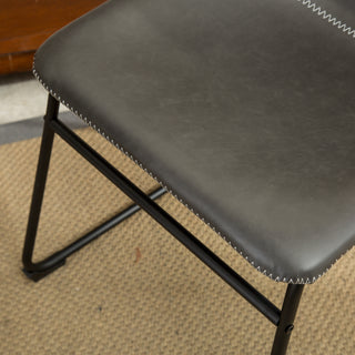 Sunvega Hand Crafted Vintage PU Leather Dining Chairs with Iron Frame, Set of 2