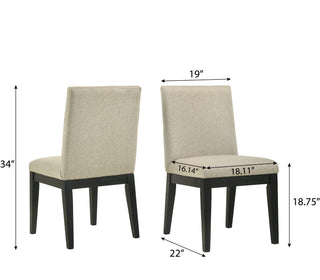 Sunvega Solid Wood Dining Chairs with Plush Beige Upholstery, Set of 2