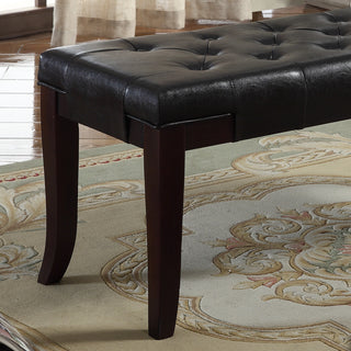 Sunvega Tufted Faux Leather Upholstered Bench with Tapered Hardwood Legs