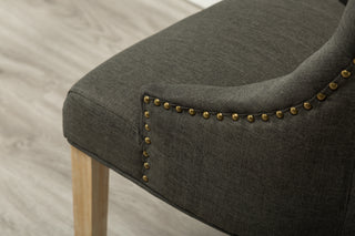 Sunvega Button Tufted Solid Wood Wingback Chairs with Gold Nail Heads Set of 2