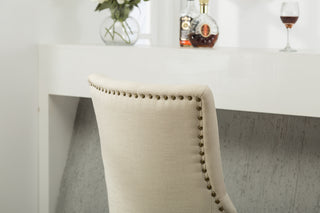Sunvega Button Tufted Solid Wood Wingback Chairs with Gold Nail Heads Set of 2