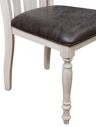 Sunvega Weathered Oak Turned Leg Dining Chair Set of 2 with Double-X Back
