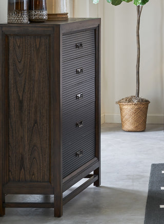 Sunvega Rustic Buckeye with Black Finish Five-Drawer Chest No Assembly Required