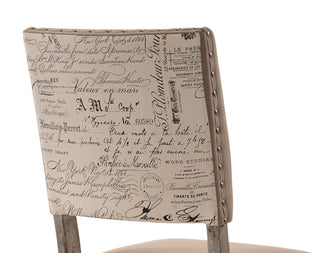 Sunvega Birmingham Script Printed Driftwood Finish Dining Chair with Nail Head Trim