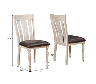 Sunvega Weathered Oak Turned Leg Dining Chair Set of 2 with Double-X Back