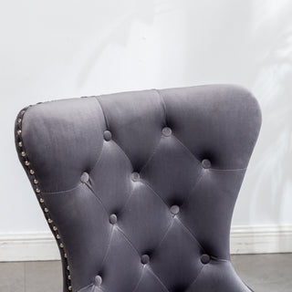 Sunvega Contemporary Tufted Velvet Dining Chairs with Nailhead Trim and Stainless Steel Legs, Set of 2