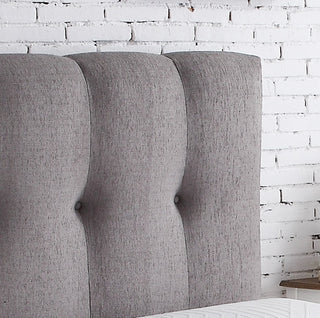 Sunvega Grey Tufted Upholstered Headboard with Nailhead Trim for Queen Size Bed