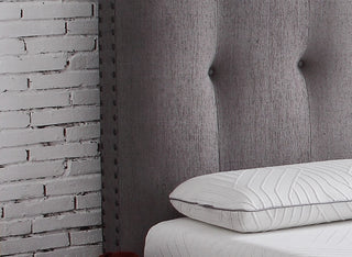 Sunvega Grey Tufted Upholstered Headboard with Nailhead Trim for Queen Size Bed