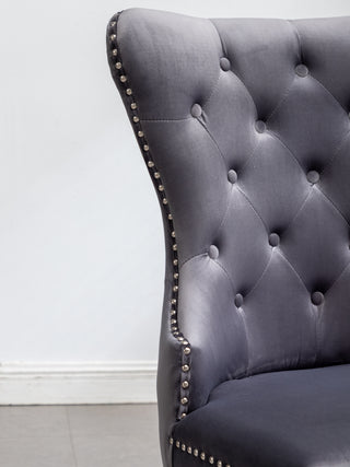 Sunvega Contemporary Tufted Velvet Dining Chairs with Nailhead Trim and Stainless Steel Legs, Set of 2