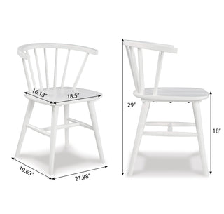Sunvega Solid Wood Windsor Dining Chairs with Spindle Back and H Stretcher in White Set of 2