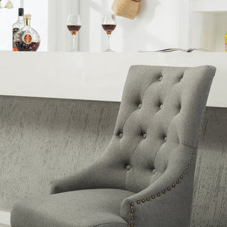 Sunvega Button Tufted Solid Wood Wingback Chairs with Gold Nail Heads Set of 2