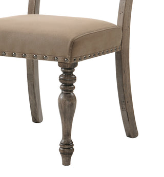 Sunvega Birmingham Script Printed Driftwood Finish Dining Chair with Nail Head Trim