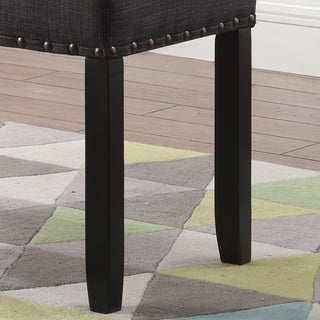 Sunvega Tan Linen and Cotton Fabric Dining Bench with Nailhead Trim