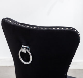 Sunvega Contemporary Tufted Velvet Dining Chairs with Nailhead Trim and Stainless Steel Legs, Set of 2