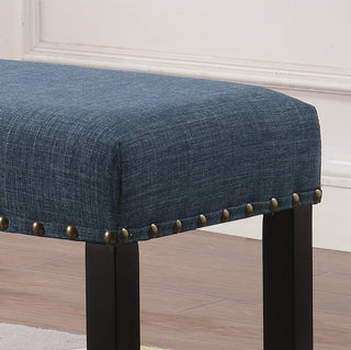 Sunvega Tan Linen and Cotton Fabric Dining Bench with Nailhead Trim