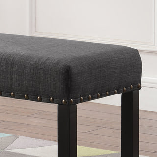 Sunvega Tan Linen and Cotton Fabric Dining Bench with Nailhead Trim
