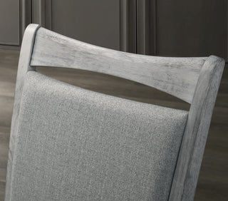 Sunvega Set of 2 Rustic White Rubberwood Dining Chairs with Gray Upholstery