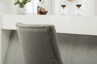 Sunvega Button Tufted Solid Wood Wingback Chairs with Gold Nail Heads Set of 2