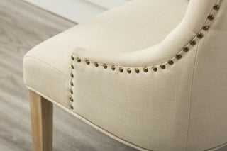 Sunvega Button Tufted Solid Wood Wingback Chairs with Gold Nail Heads Set of 2