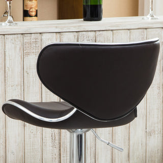 Sunvega Adjustable Swivel Barstool Set with Chrome Base and Faux Leather Seat