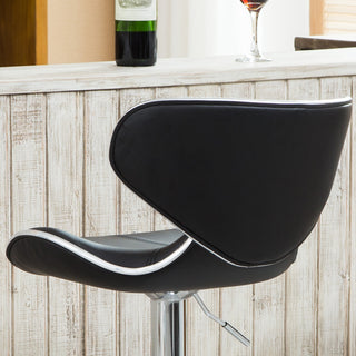 Sunvega Adjustable Swivel Barstool Set with Chrome Base and Faux Leather Seat
