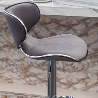 Sunvega Green Velvet Upholstered Adjustable Swivel Barstool with Footrest, Set of 2