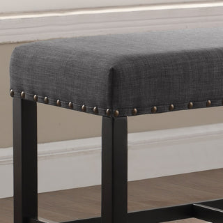Sunvega Grey Linen and Cotton Fabric Pub Dining Bench with Nailhead Trim