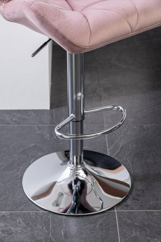 Sunvega Velvet Diamond Tufted Swivel Adjustable Height Barstool Set of 2 Gray