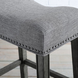 Sunvega Gray Upholstered Backless Saddle Seat Bar Stools Set of 2 29" Height