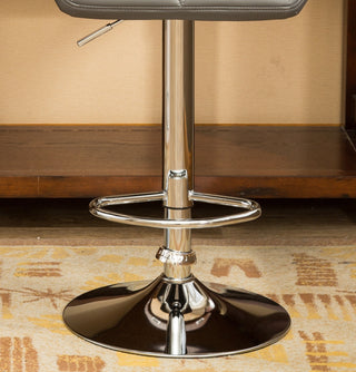 Sunvega Blue PU Leather Diamond-Tufted Swiveling Adjustable Height Bar Stools Set of 2