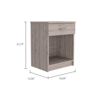 Sunvega Light Gray Nightstand with One Drawer, Low Shelf, and Superior Top