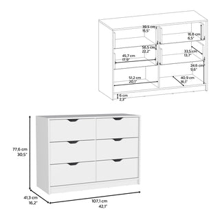 Sunvega White 4 Drawer Dresser with 2 Lower Cabinets for Storage and Organization