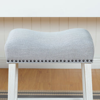 Sunvega Gray Upholstered Backless Saddle Seat Counter Stools Set of 2