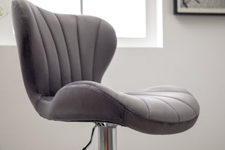 Sunvega Gray Upholstered Adjustable Swivel Barstools with Bucket Seat in Set of 2