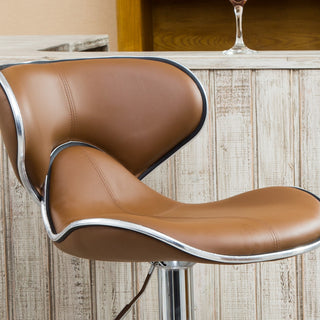 Sunvega Adjustable Swivel Barstool Set with Chrome Base and Faux Leather Seat