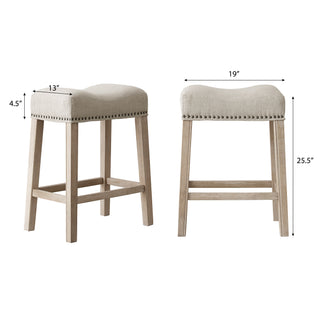Sunvega Gray Upholstered Backless Saddle Seat Counter Stools Set of 2