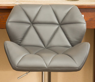 Sunvega Blue PU Leather Diamond-Tufted Swiveling Adjustable Height Bar Stools Set of 2