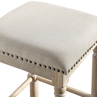 Sunvega Rustic Chic Tan Upholstered Counter Height Stool Set of 2