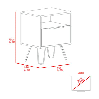 Sunvega Light Oak Nightstand with Single Door Cabinet and Open Shelf