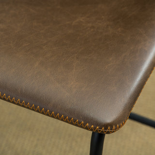 Sunvega Antique Brown PU Leather Counter Height Stools with Iron Frame, Set of 2