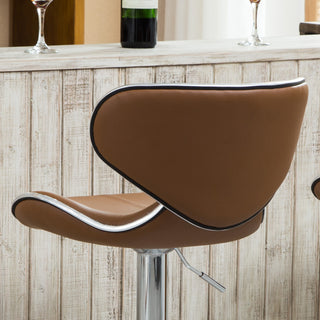Sunvega Adjustable Swivel Barstool Set with Chrome Base and Faux Leather Seat