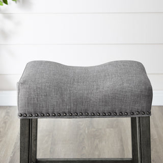 Sunvega Gray Upholstered Backless Saddle Seat Counter Stools Set of 2