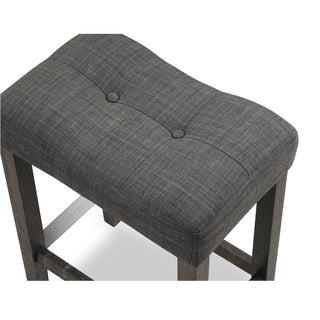 Sunvega Gray Saddle Stool Set with Button Tufted Contoured Seat and Footrests