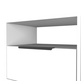 Sunvega White Nightstand with Hairpin Legs and Single Door Cabinet