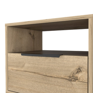 Sunvega Light Oak Nightstand with Single Door Cabinet and Open Shelf