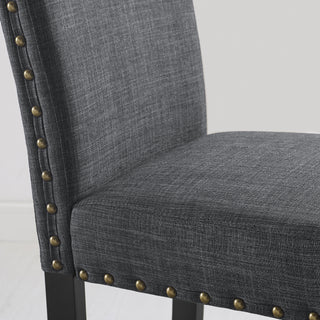 Sunvega Blue Linen and Cotton Fabric Bar Stools with Nailhead Trim Set of 2